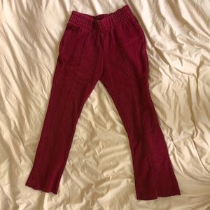 UO Red/burgundy flare sweatpants